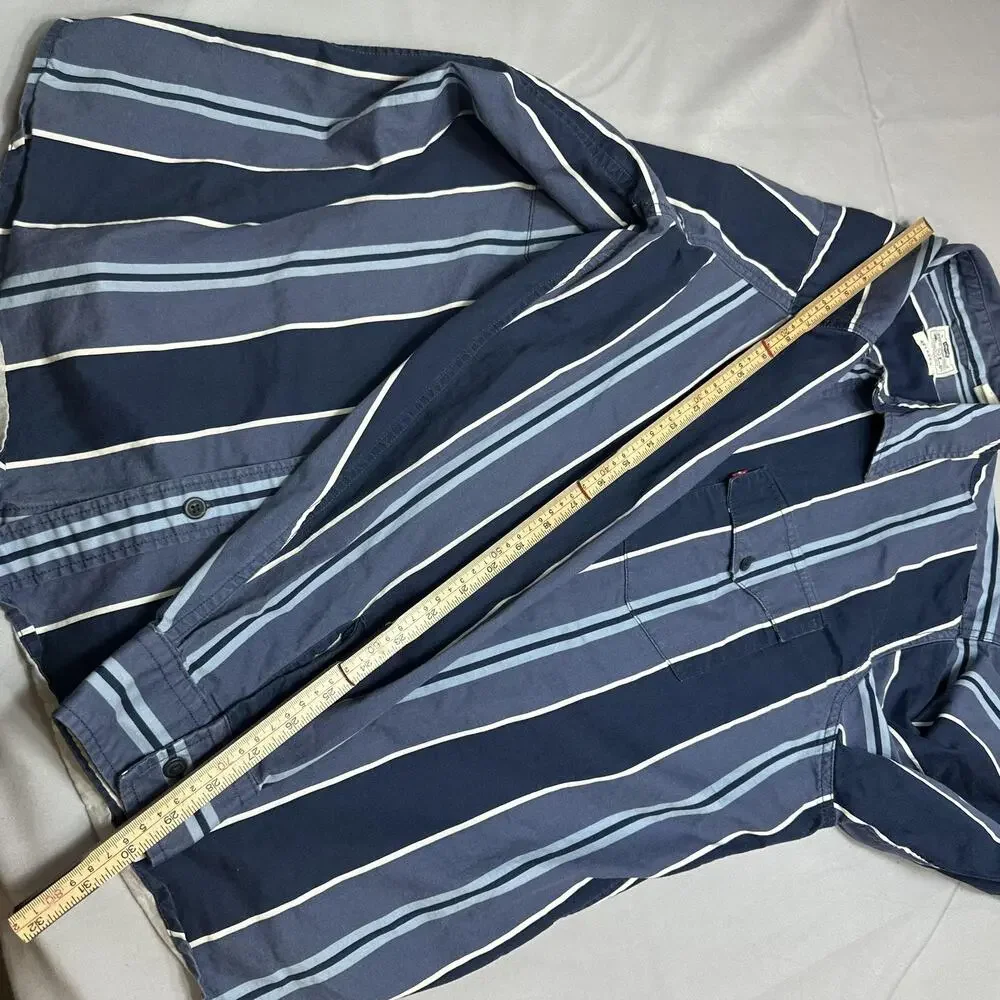 Levi's Shirt Mens XL Blue Stripe Relaxed Fit Western Double Pocket Rodeo Cowboy